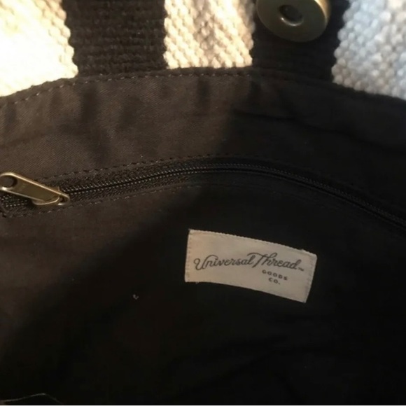 Universal Thread Black & Cream Striped Pointed Flap Woven Backpack - Picture 9 of 12